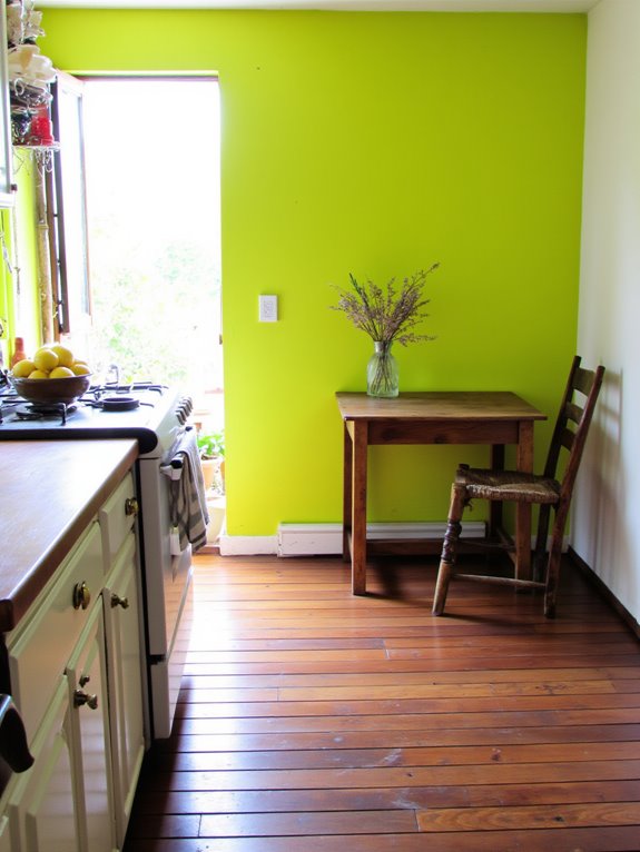 vibrant chartreuse kitchen accents