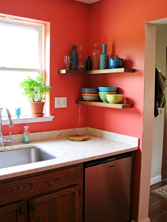 vibrant coral kitchen transformation