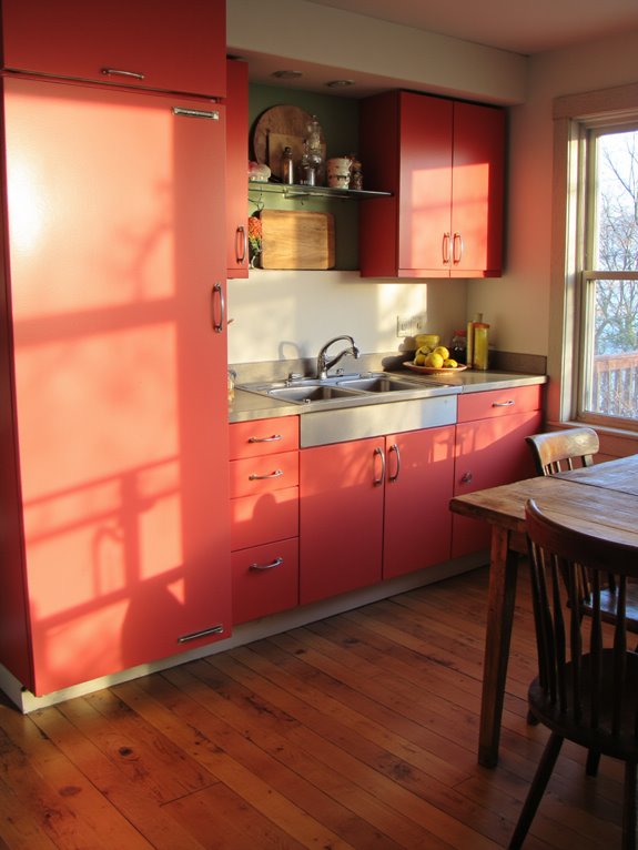 vibrant coral kitchen transformation