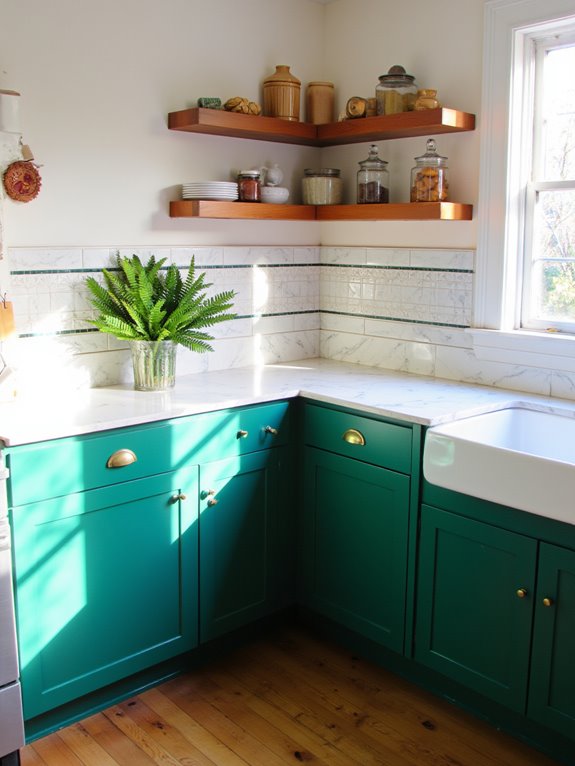 vibrant emerald green kitchen