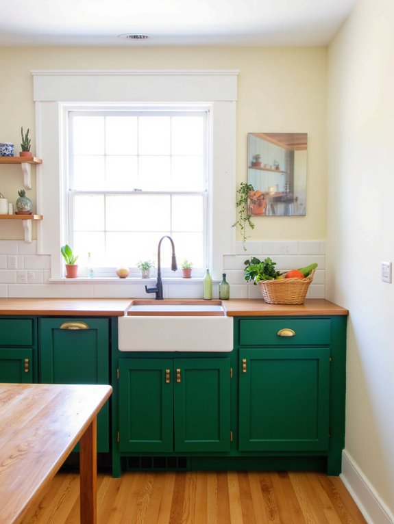 vibrant greens enhance kitchens