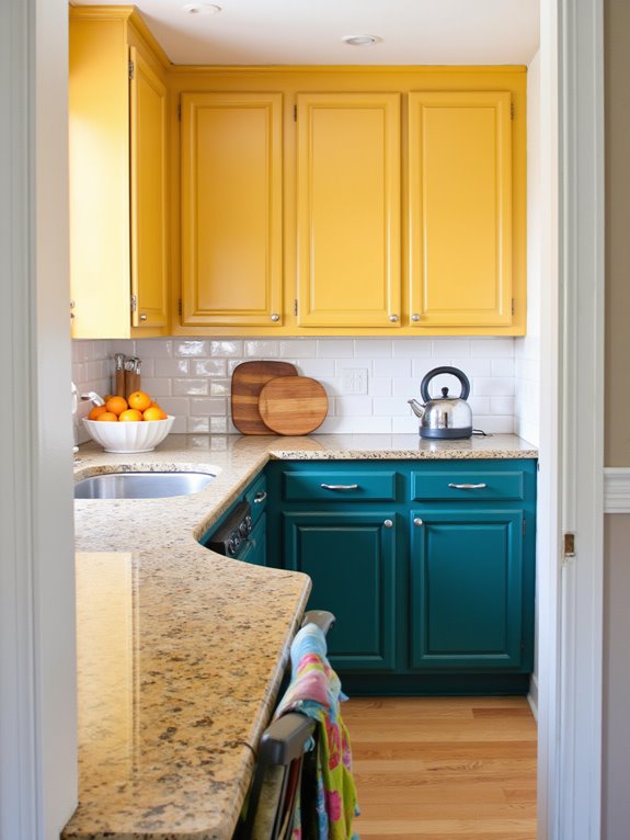 vibrant kitchen cabinet combinations