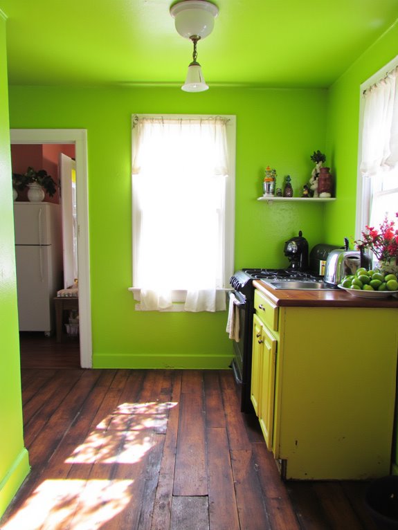vibrant lime green kitchen