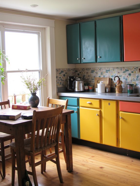 vibrant multi colored kitchen cabinets