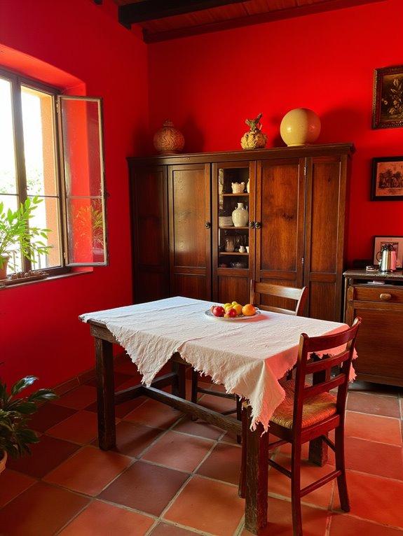 vibrant red energizes kitchens