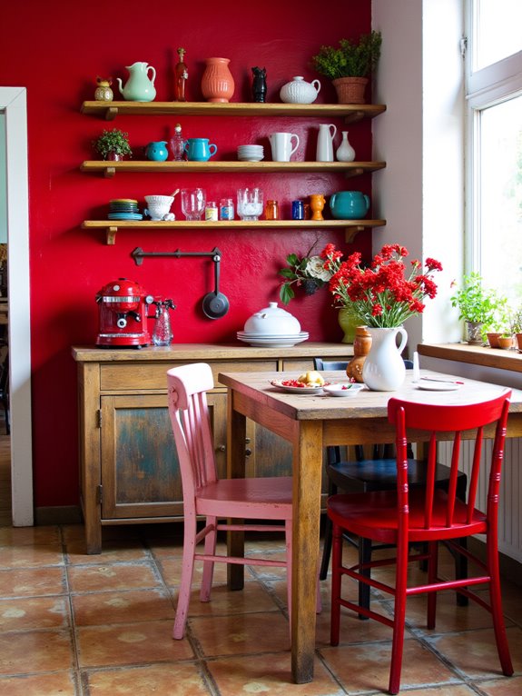 vibrant red kitchen accents