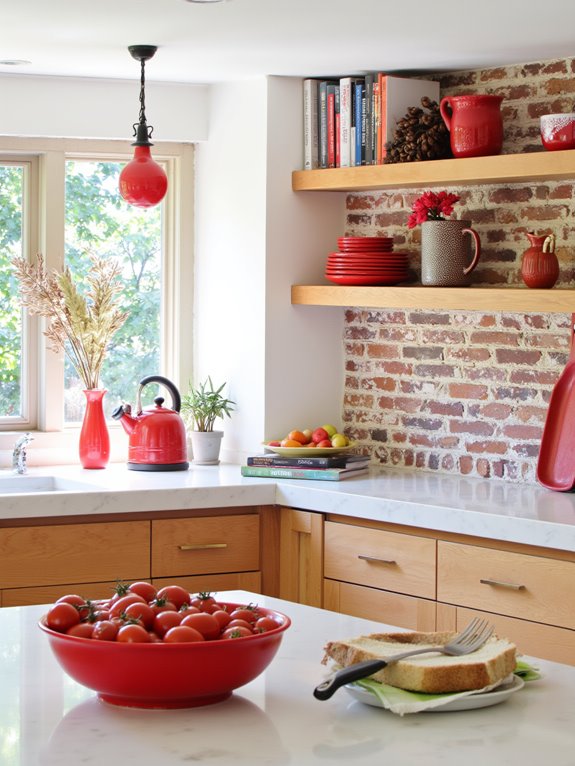vibrant red kitchen accents