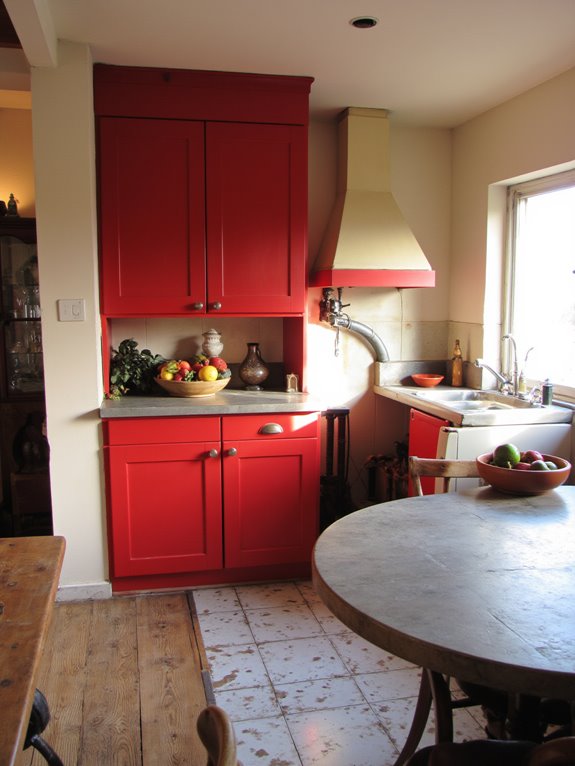 vibrant red kitchen statement