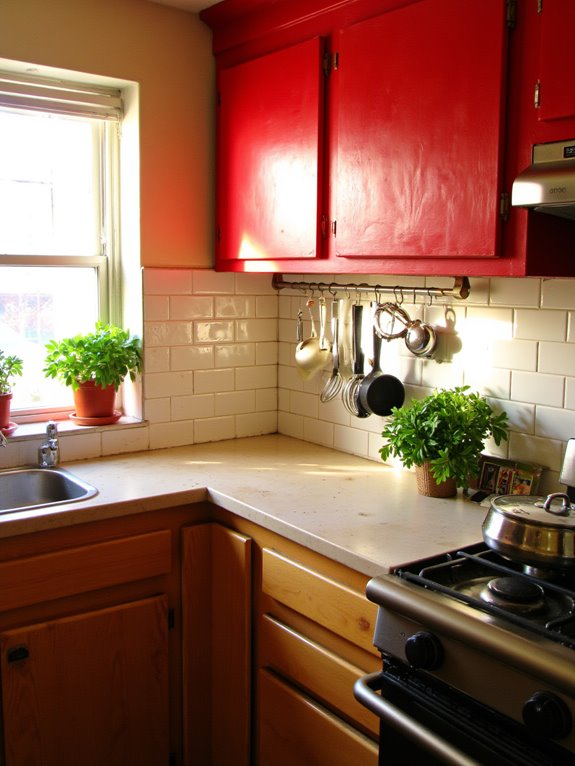 vibrant red kitchen transformation