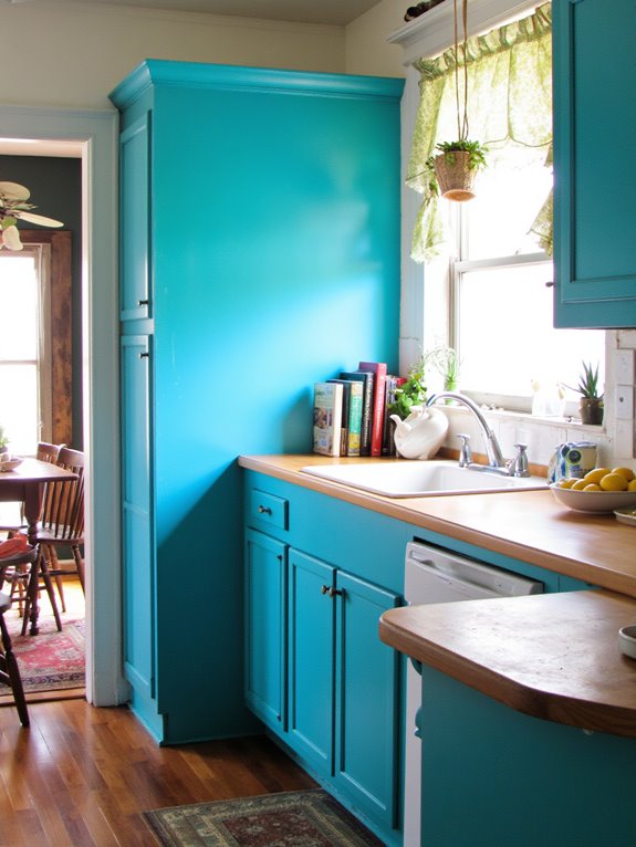 vibrant turquoise kitchen accents