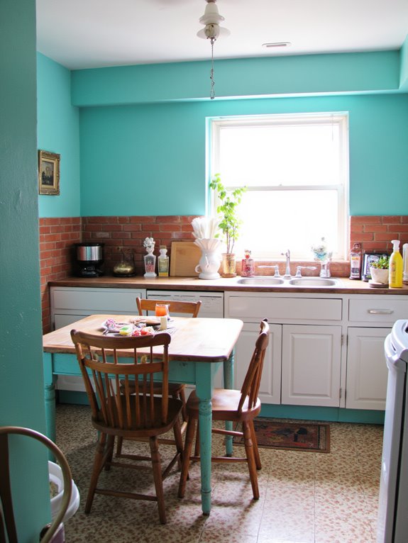 vibrant turquoise kitchen transformation