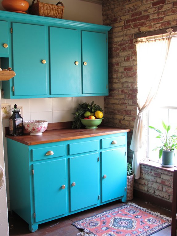 vibrant turquoise kitchen transformation