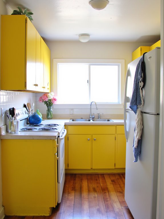 vibrant yellow kitchen cabinets