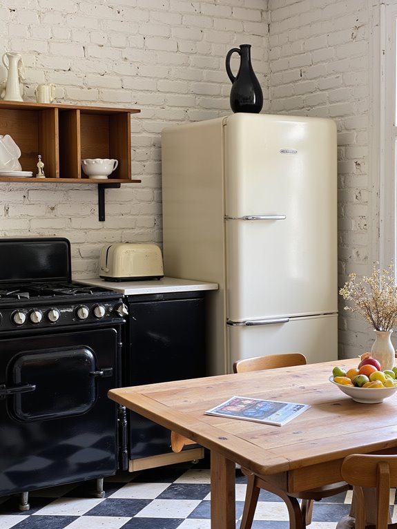 vintage black and ivory appliances