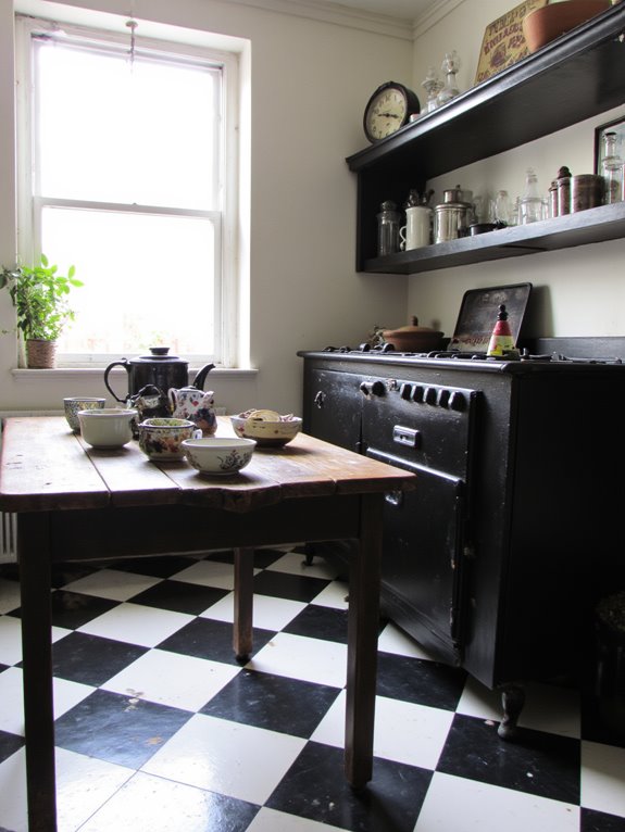 vintage decor enhances kitchen