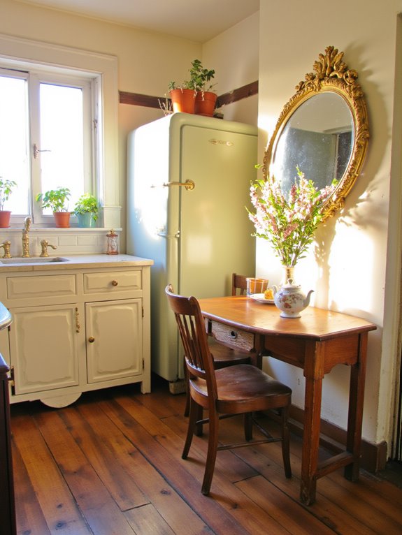 vintage kitchen with gold accents