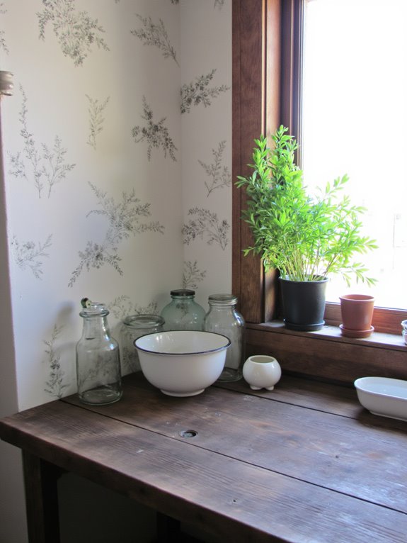 wallpaper adds kitchen charm