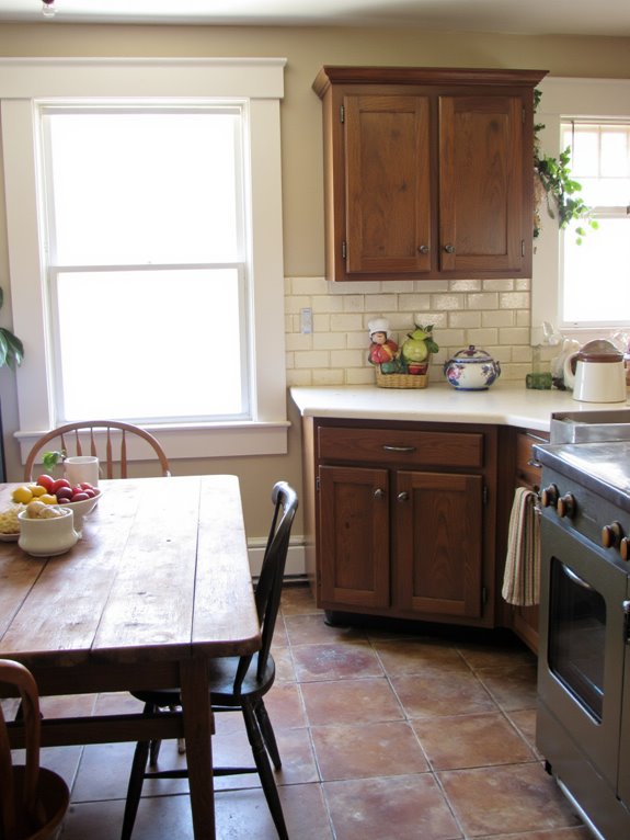 warm cabinets bright kitchen