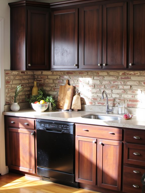warm inviting chocolate cabinets