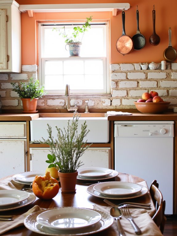 warm peach kitchen ambiance