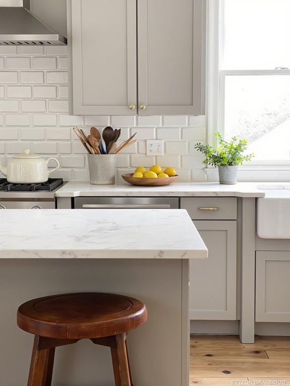 warm sophisticated greige kitchen colors