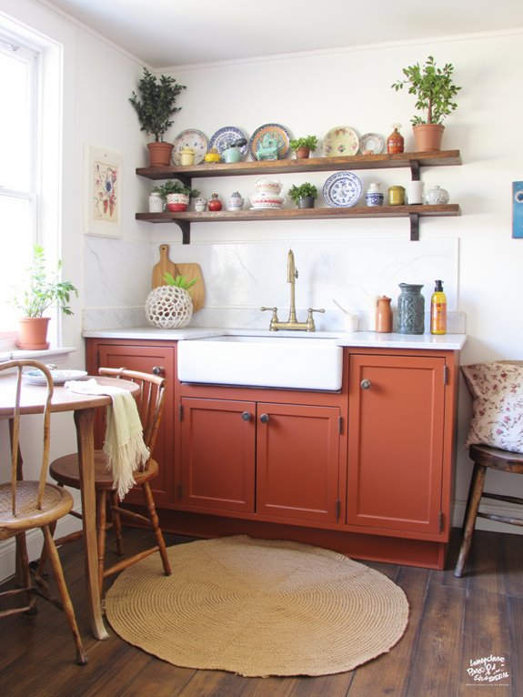 warm whimsical terracotta kitchen