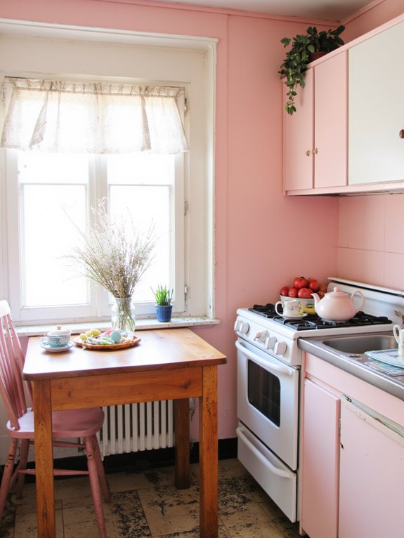 whimsical pink kitchen design