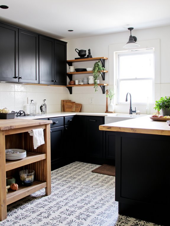 wood accents in black ivory