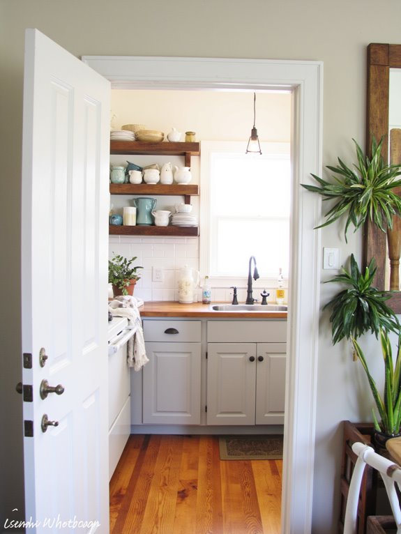 wood accents with taupe cabinets