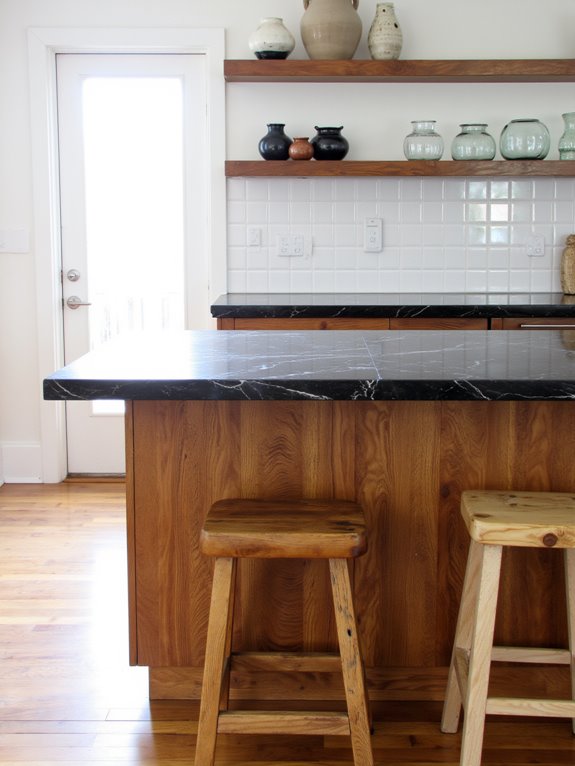 wood and stone contrast