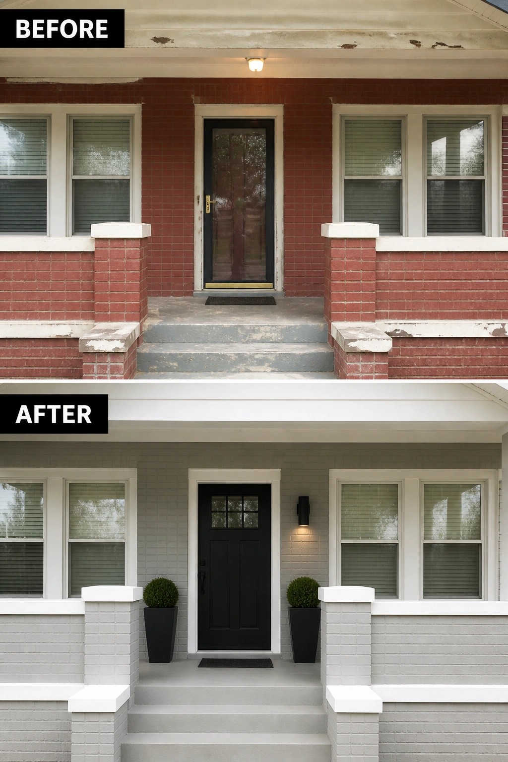 Before-and-after image of a front