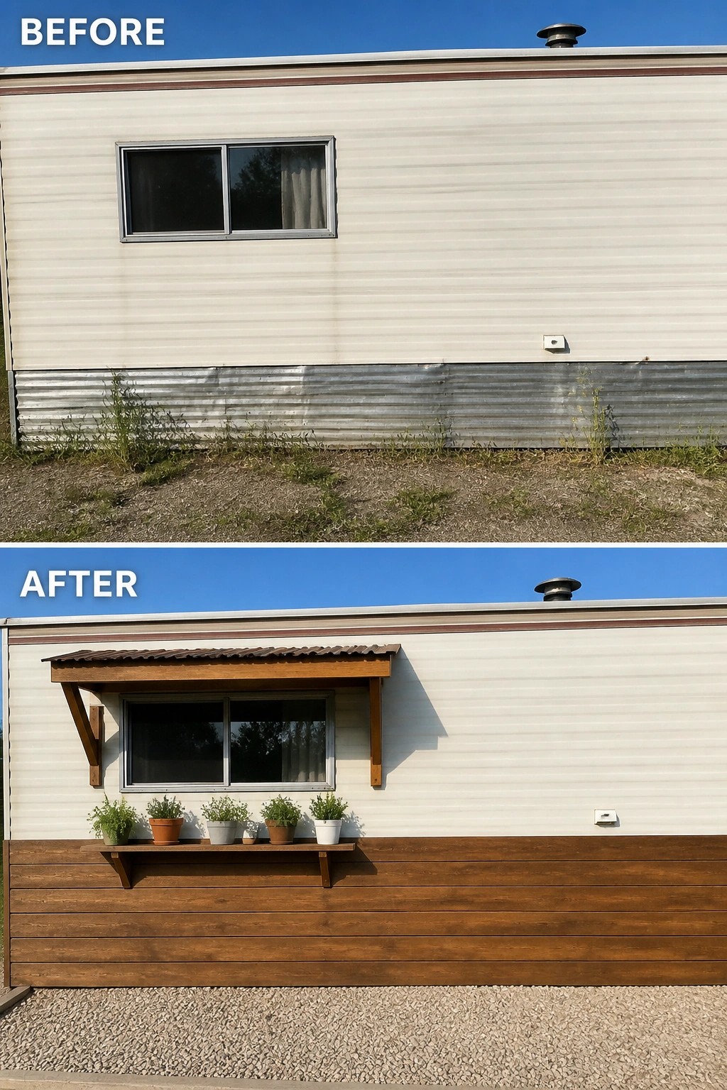 Before-and-after image of a trailer