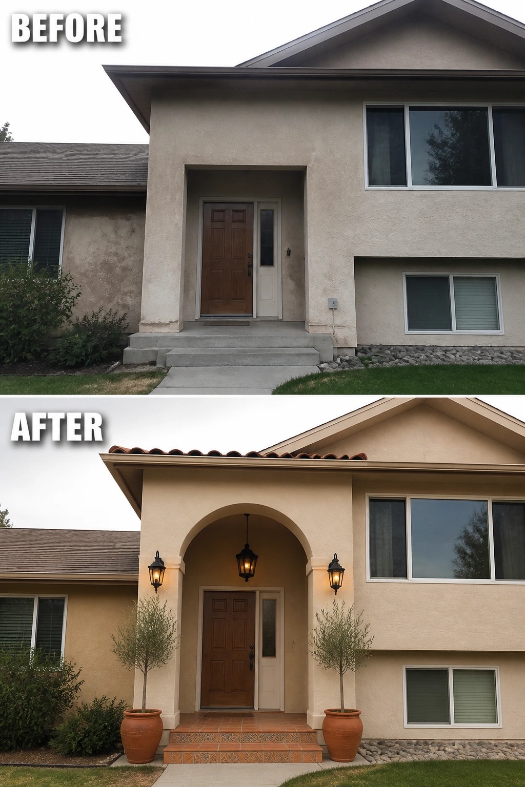 Before-and-after image of a bi-level