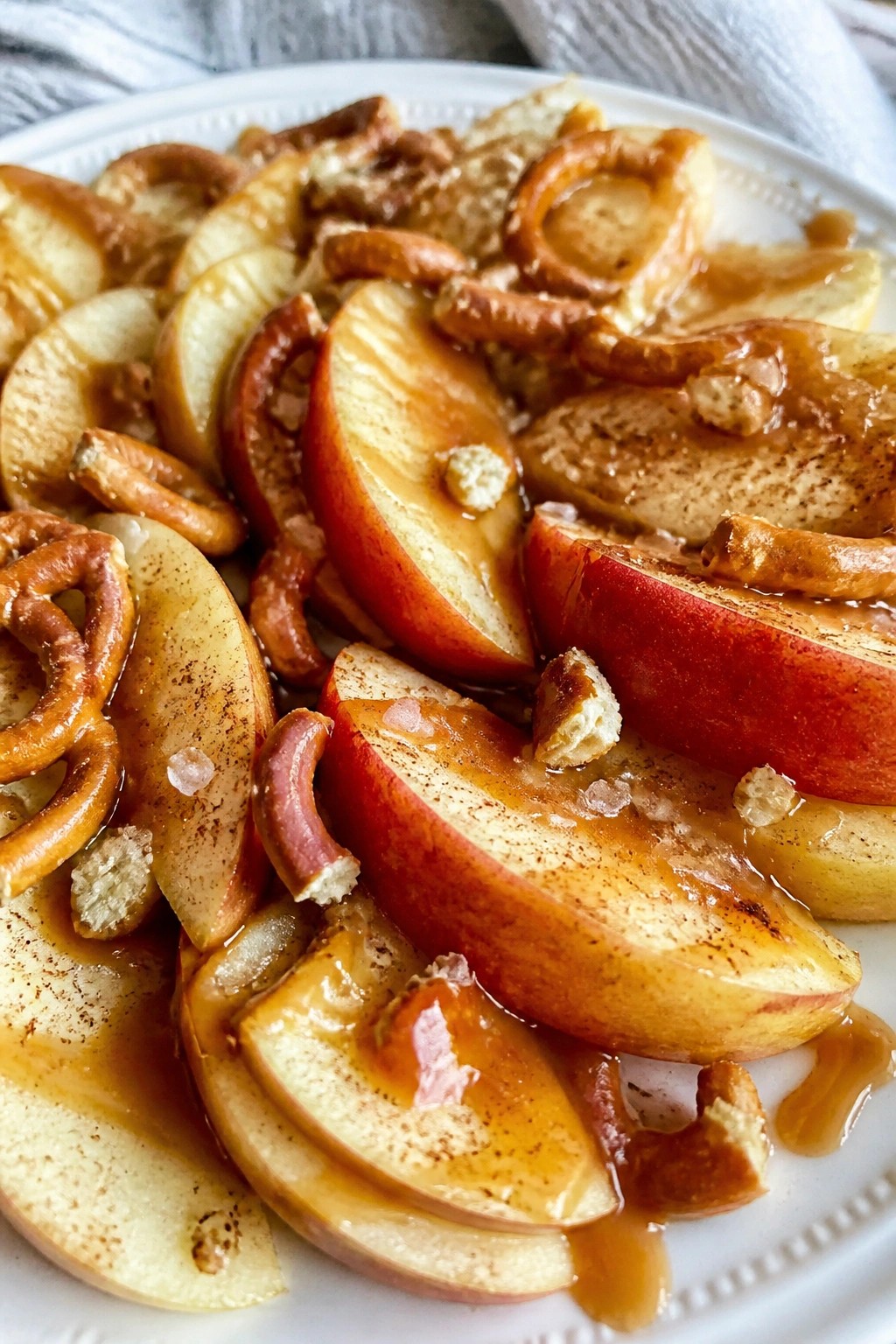Caramel Apple Nachos with Pretzel Crunch