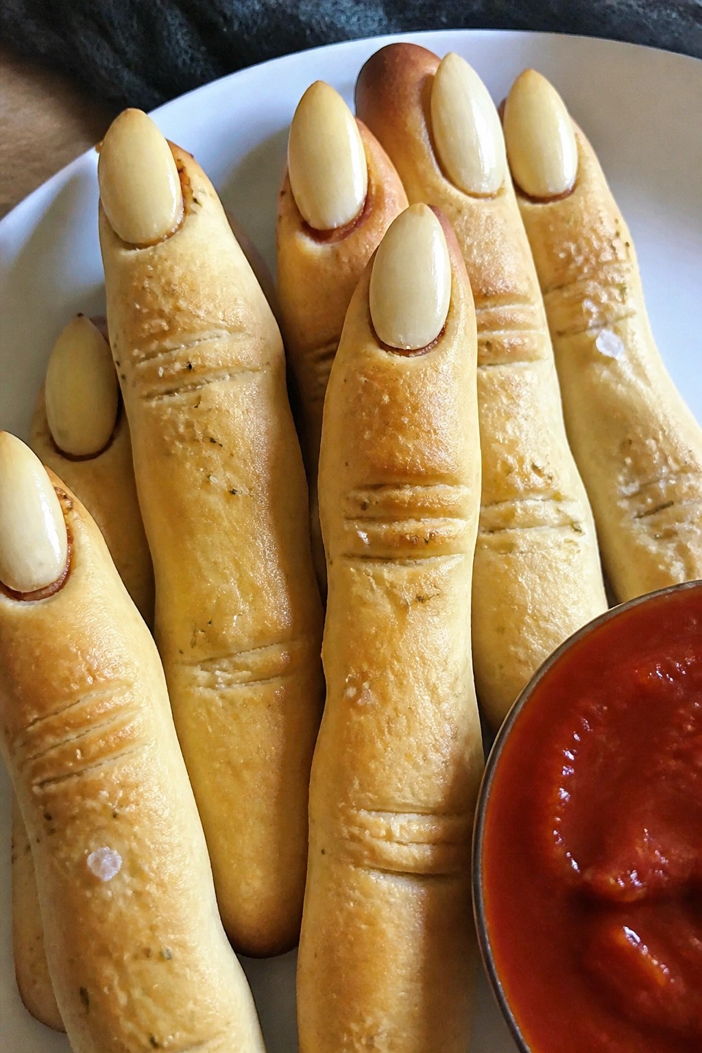 Witch Finger Breadsticks with Marinara