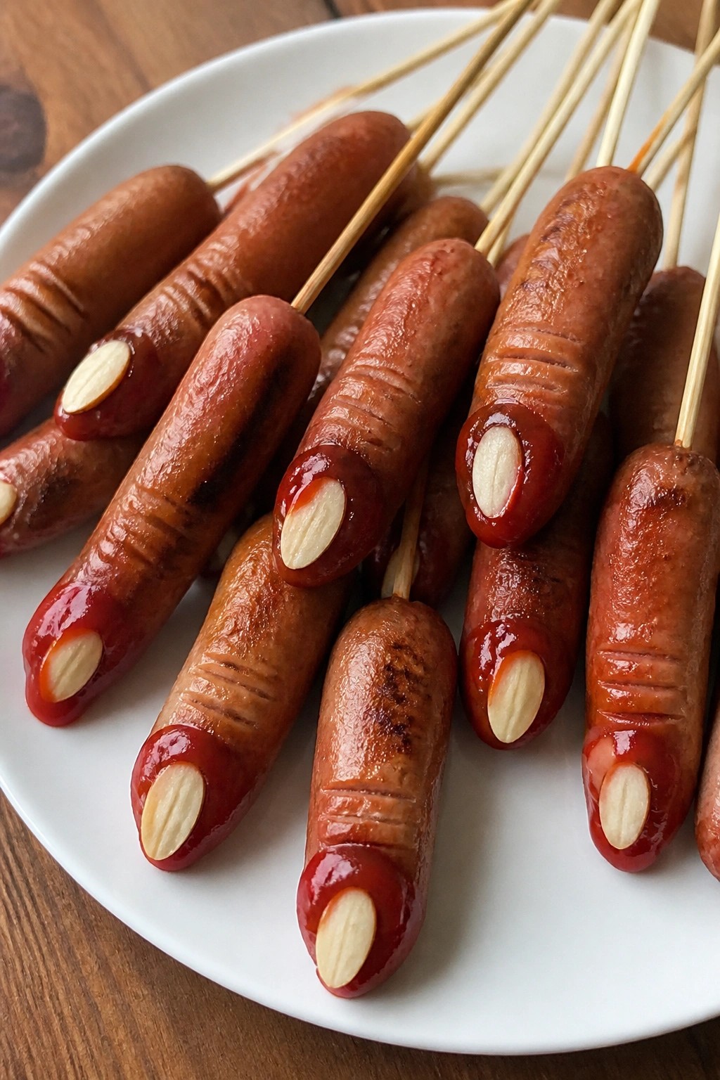 Bloody Finger Sausage Skewers