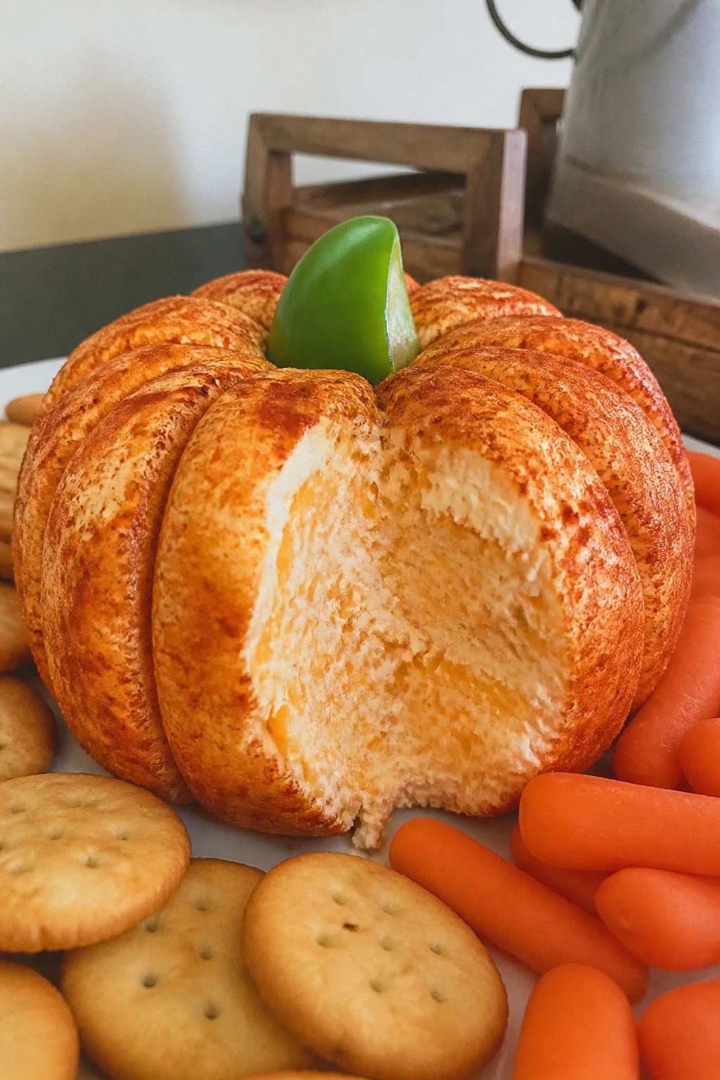 Pumpkin-Shaped Cheese Ball Platter