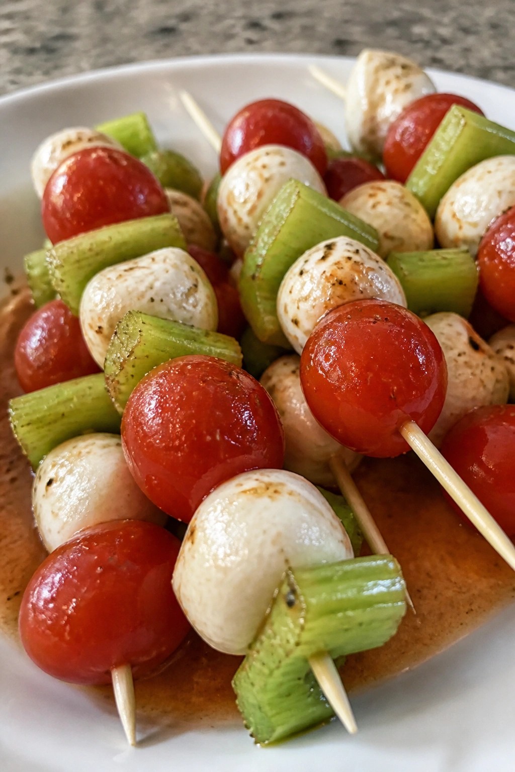 Bloody Mary Tomato and Mozzarella Skewers