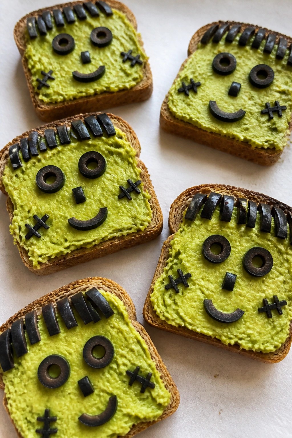 Frankenstein Avocado Toast Bites