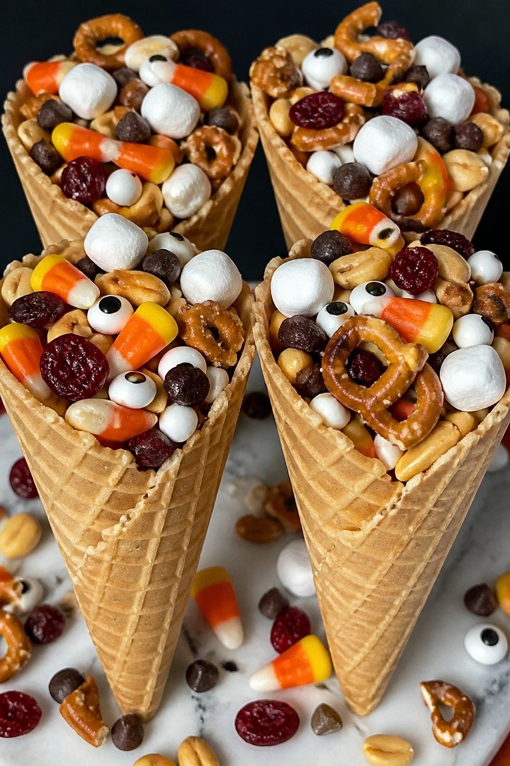 No-Bake Monster Trail Mix Cones