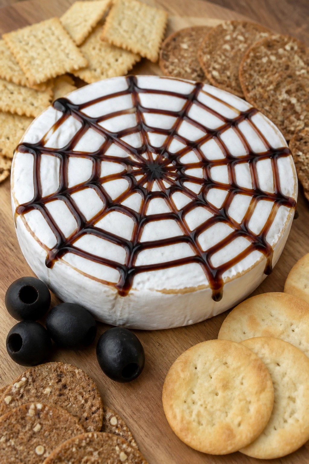 Spider Web Brie and Cracker Board