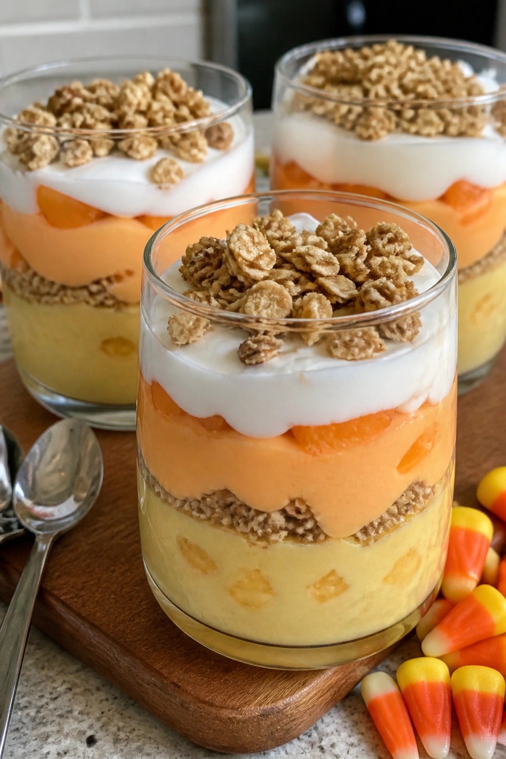 Candy Corn Yogurt Parfaits with Granola