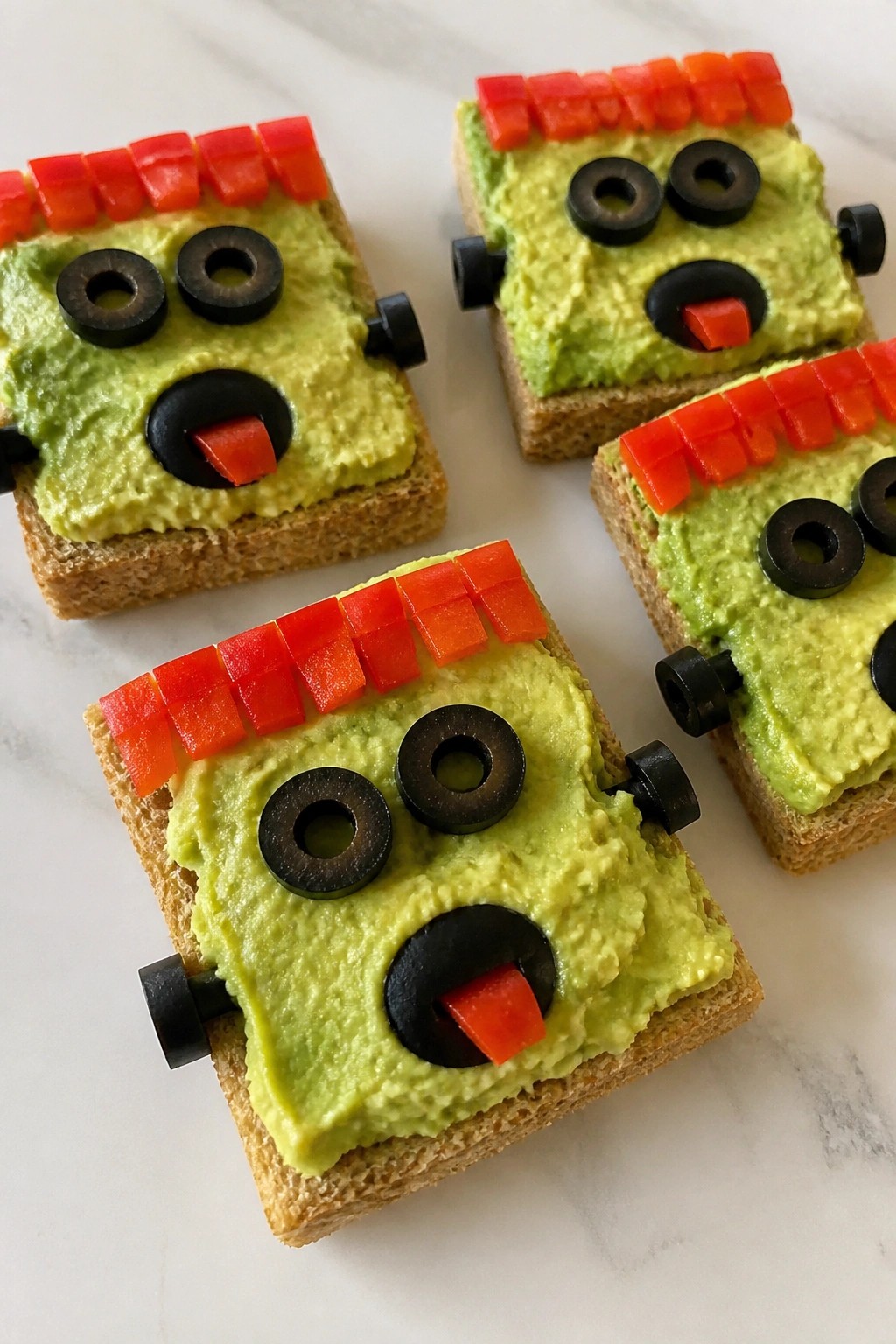 Frankenstein Avocado Toast Bites