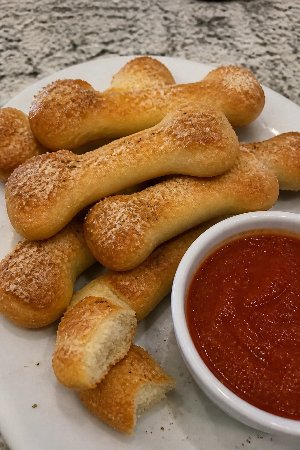 Skeleton Bone Breadsticks with Marinara