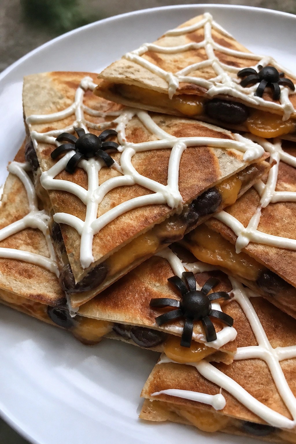 Spiderweb Quesadilla Triangles