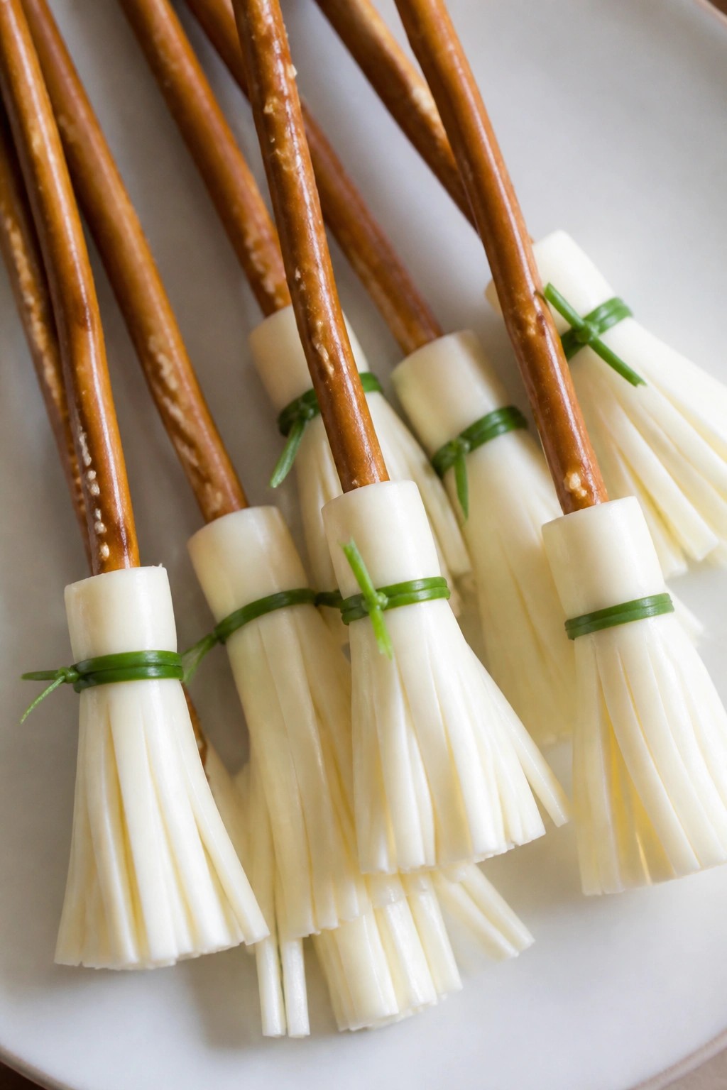 Witch Broom Pretzel Sticks with String Cheese