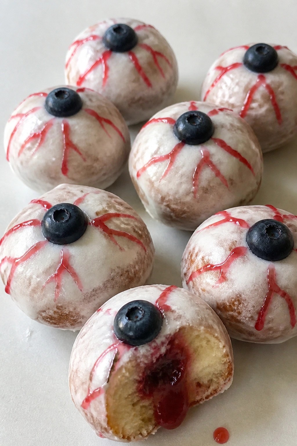 Bloody Eyeball Jelly Donut Holes