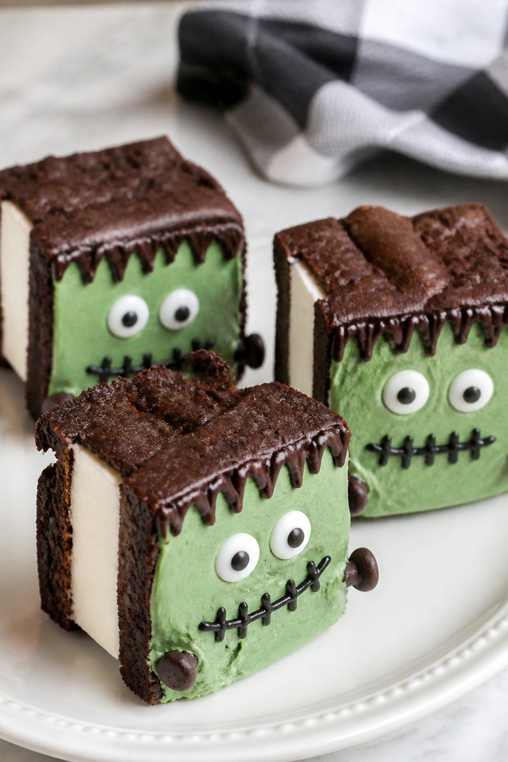 Frankenstein Brownie Ice Cream Sandwiches