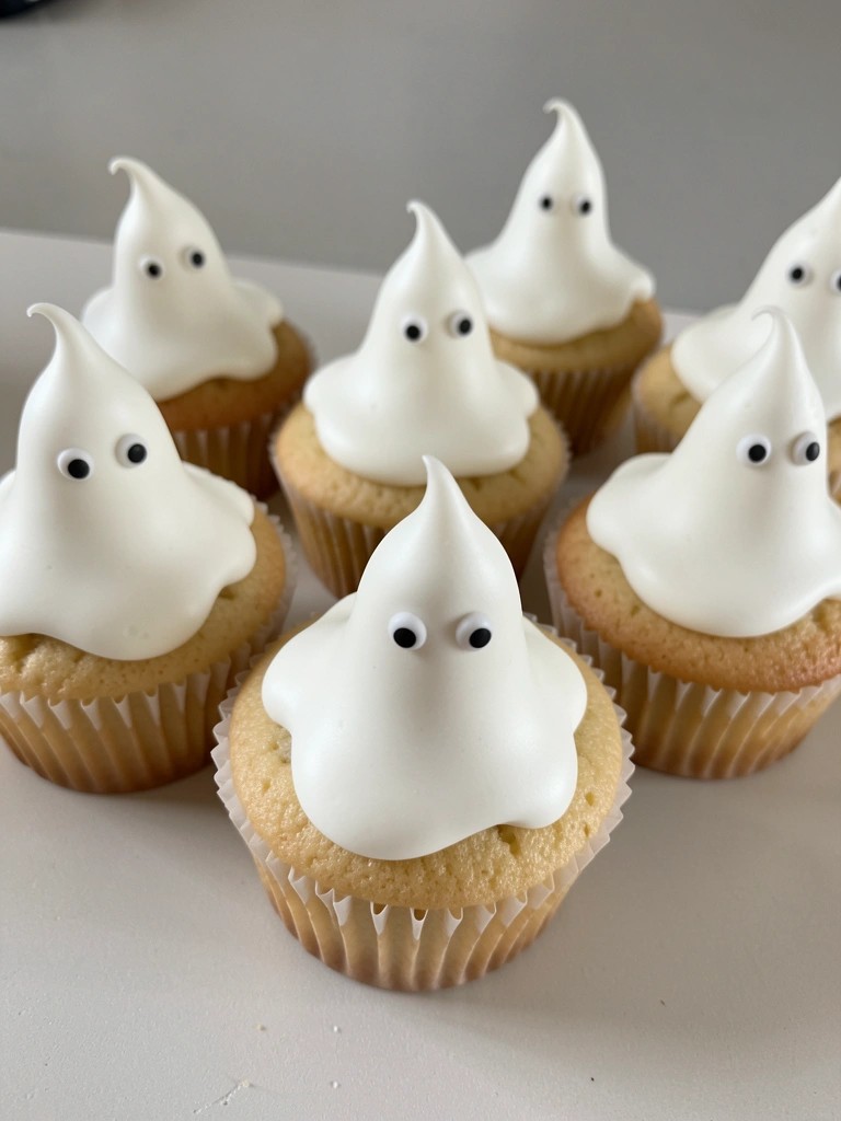Ghostly Vanilla Cupcakes