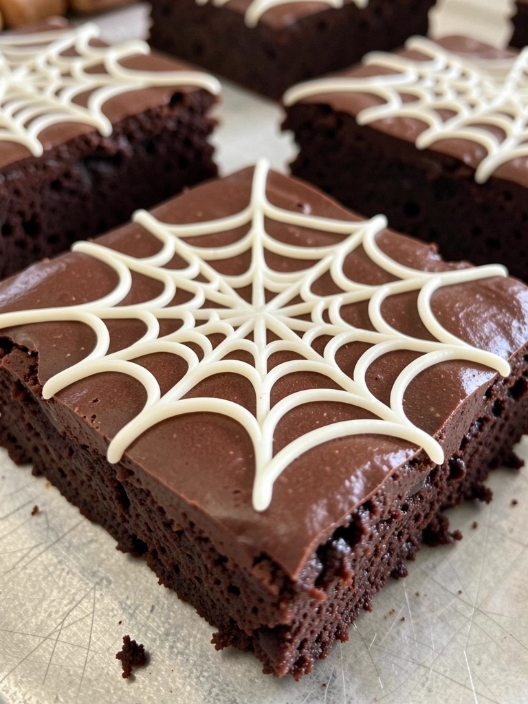 Spiderweb Fudge Brownies